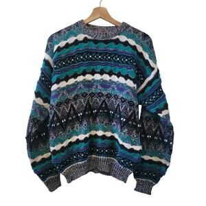 Vintage Coogie Style Pullover Stripped Textured Sweater 80's/90's Chunky Size M